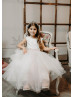 Ivory Lace Tulle Handkerchief Hem Flower Girl Dress